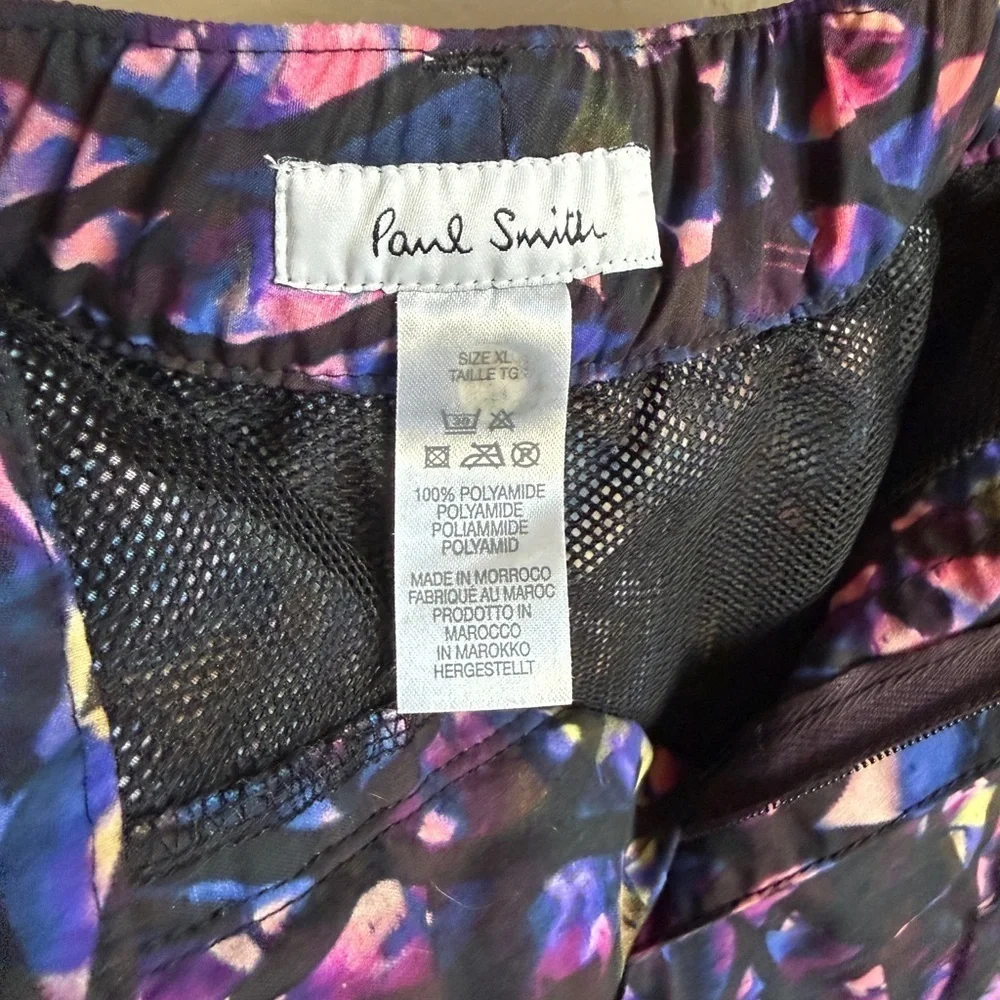 Paul Smith Men’s Swim Short Black Purple Pink Patterned Swim Trunks Short
